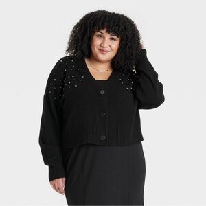 Women’s Embellished cardigan Ava and viv Black 3X